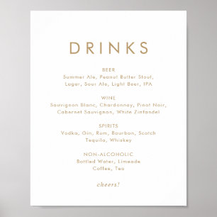 Chique gouden typografie huwelijksdranken menu bor poster