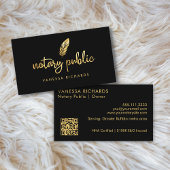 Chique gouden veer notaris naam modern script QR Visitekaartje