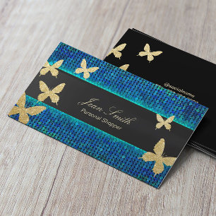 Chique gouden vlinders Blauwgroen & blauw Personal Visitekaartje