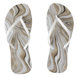 Chique Gouden Wervel Marmer Witte Slippers Teenslippers