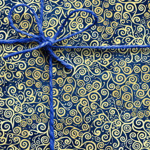 Chique  gouden wervelingen Patroon Luxe Navy Blue Tissuepapier