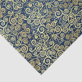 Chique gouden wervelingen Patroon Luxe Navy Blue Tissuepapier (Detail)