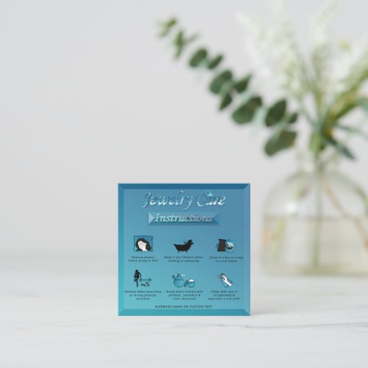 Chique Gradiënt Blauwgroen Blauwe Sieraden Verzorg Informatiekaartje (Staand voorkant)