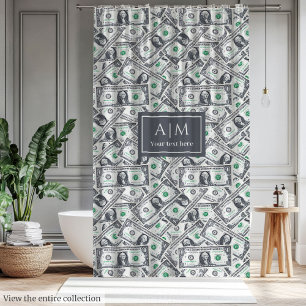 Chique grappig cadeau voor cash fans met monogram douchegordijn
