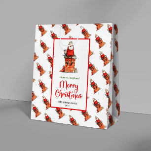 Chique grappige Kerstman feestelijke rode groene c Medium Cadeauzakje