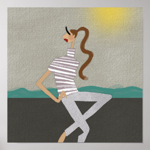 Chique Griekse Vakantie Mode Illustratie Kunst Pos Poster