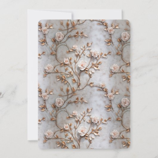 Chique grijs blush Rozen bruiloft Kaart (Achterkant)