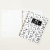 Chique grillige zwart & wit gepersonaliseerde brui planner (Display)