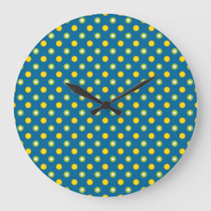 Chique Groen Gele Polka Dots Ronde Wandklok Grote Klok