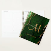 Chique Groen Goud Glitter Agate Custom Monogram 20 Planner (Display)