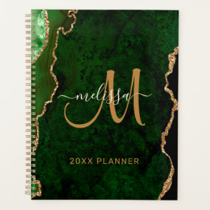 Chique Groen Goud Glitter Agate Custom Monogram 20 Planner