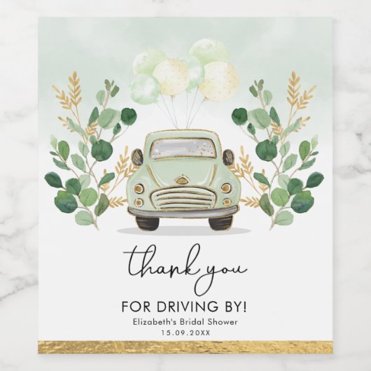 Chique groen gouden drive door Vrijgezellenfeest g Wijn Etiket (Enkel label)