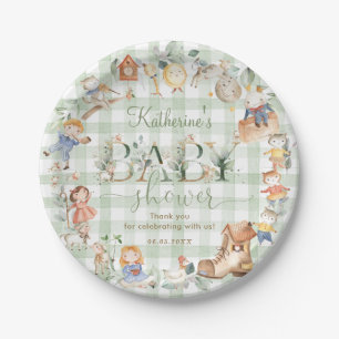 Chique groen kinderkamer rijm Baby shower neutraal Papieren Bordje