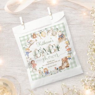 Chique groen kinderkamer rijm neutraal Baby shower Bedankzakje