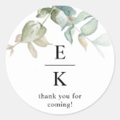 Chique groen monogram bruiloft gunst ronde sticker (Voorkant)