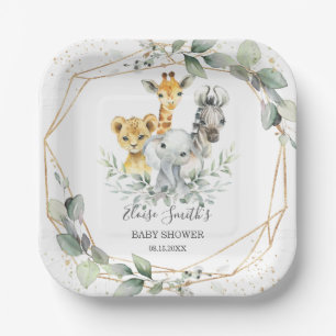 Chique groen Oerwoud Dieren Baby shower Verjaardag Papieren Bordje