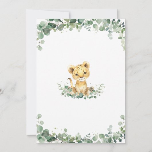 Chique groen Schattige leeuw cub boy Baby shower Kaart (Achterkant)