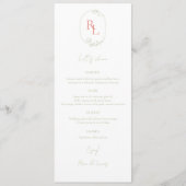 Chique Groen & Wit Bloemen Monogram Bruiloft Menu (Voorkant)