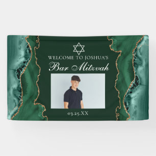 Chique groene gouden Bar Mitzvah-feestfoto Spandoek