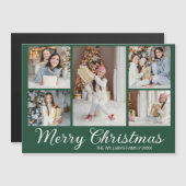 Chique groene kerstfoto-collage magneetkaart (Voorkant / Achterkant)