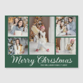 Chique groene kerstfoto-collage magneetkaart (Voorkant)