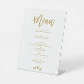 Chique hand geletterd gouden bruiloft menu reclamebord met voetstuk (Voorkant)