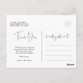 Chique Hand Lettered Bruiloft Dank u Foto Briefkaart (Achterkant)