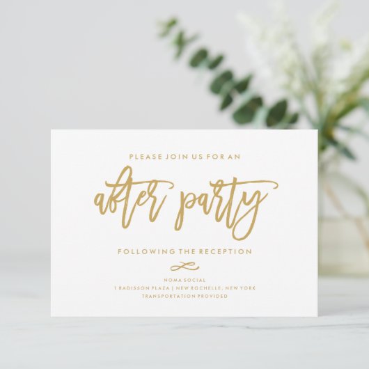 Chique Hand Lettered Bruiloft na Party uitnodiging (Staand voorkant)