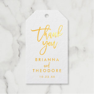 Chique Hand Lettered Dank u Favor Tag Gold Folie