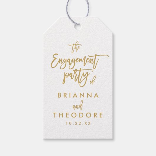 Chique Hand Lettered Gold Verloving Gift Label Cadeaulabel (Voorkant)