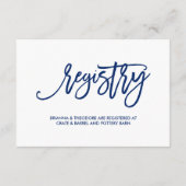 Chique Hand Lettered Navy Bruiloft Gast Informatie Informatiekaartje (Achterkant)