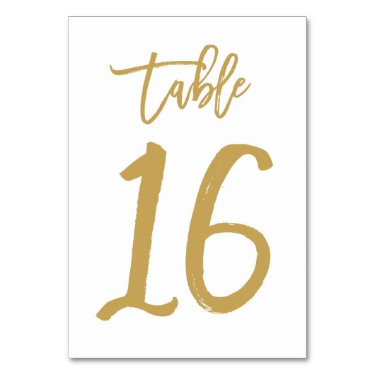 Chique Hand Lettered Table Number Gold | Tabel 16 Kaart (Achterkant)