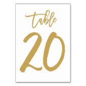 Chique Hand Lettered Table Number Gold | Tabel 20 Kaart (Achterkant)