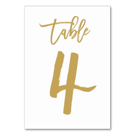 Chique Hand Lettered Table Number Gold | Tabel 4 Kaart (Achterkant)