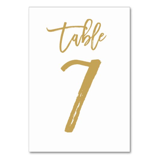 Chique Hand Lettered Table Number Gold | Tabel 7 Kaart (Achterkant)