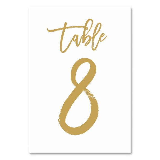 Chique Hand Lettered Table Number Gold | Tabel 8 Kaart (Achterkant)