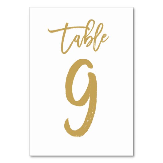 Chique Hand Lettered Table Number Gold | Tabel 9 Kaart (Achterkant)