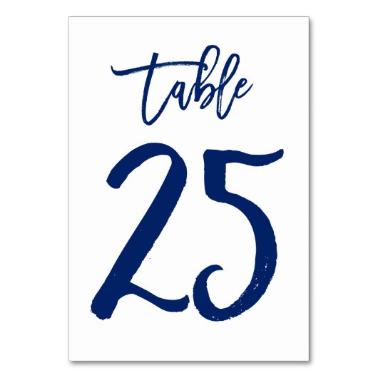 Chique Hand Lettered Table Number Navy | Tabel 25 Kaart (Achterkant)