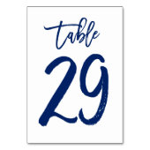 Chique Hand Lettered Table Number Navy | Tabel 29 Kaart (Voorkant)