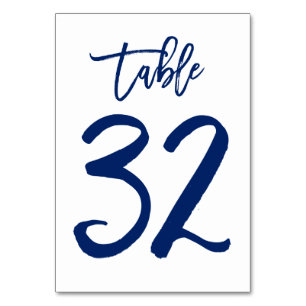 Chique Hand Lettered Table Number Navy Tabel 32 Kaart