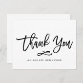 Chique Hand Lettered Wedding Dank u Flat Kaart (Voorkant / Achterkant)