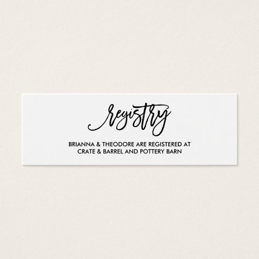 Chique Hand Lettered Wedding Registry Kaart (Voorkant)