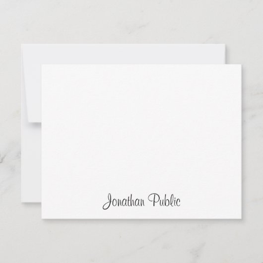 Chique Hand Script Naam Tekst Eenvoudig Ontwerp Vl Notitiekaartje (Voorkant)