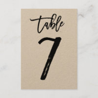Chique handgeschreven kraft tafelnummerkaart | Taf