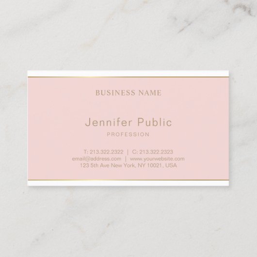 Chique Handgeschreven Script Blush Pink Gold Sjabl Visitekaartje (Achterkant)