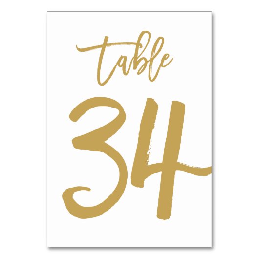 Chique handgeschreven tafelnummer Goud | Tafel 34 (Voorkant)