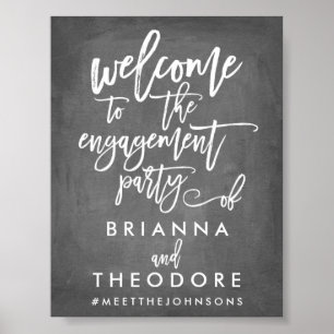 Chique handgeschreven welkomstbord voor verlovings poster