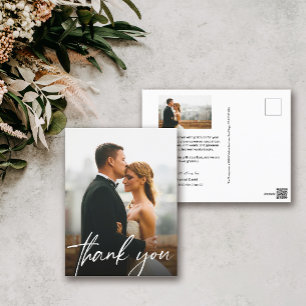 Chique handlettering foto bruiloft dank u briefkaart