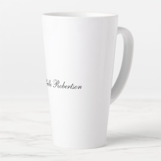 Chique handschrift zwart wit effen minimalistisch latte mok (Rechterhoek)
