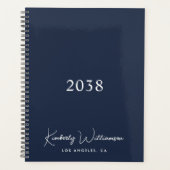Chique handtekening script monogram blauw zakelijk planner (Voorkant)